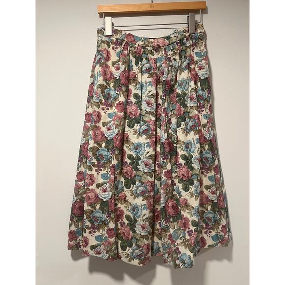 Vintage Geiger Wool Pleated Midi Skirt Antique Floral Design Size 40 / 10 JL - Picture 1 of 13